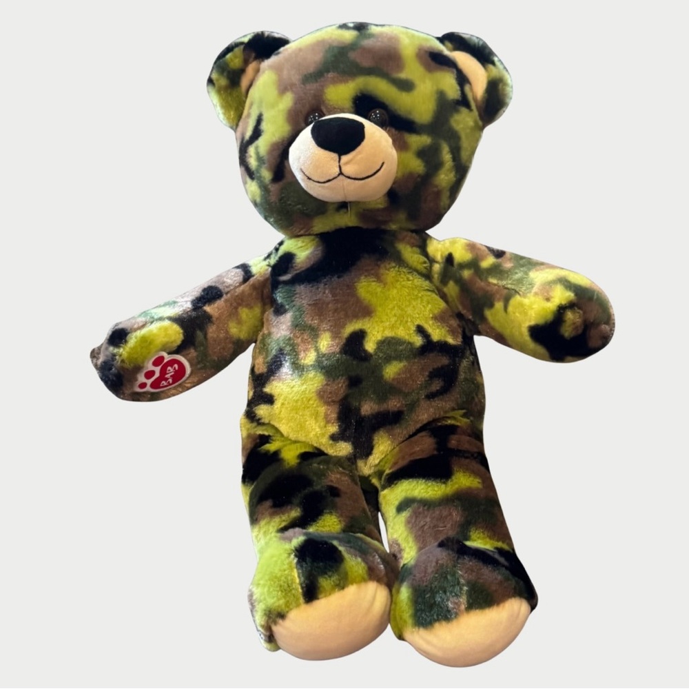 Build-a-Bear Camouflaged Teddy Bear Plush 17" Green Camo 💜 BOGO